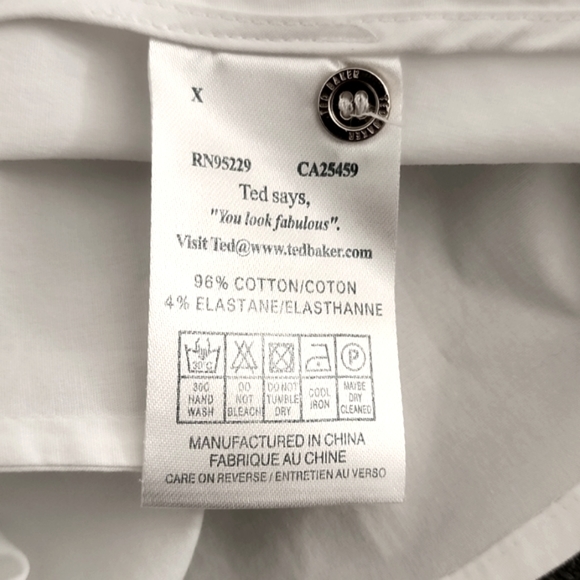 TED BAKER Raii Sleeveless Shirtdress 1 XS 4 White Cotton Dress Pleated Bib - Picture 12 of 15